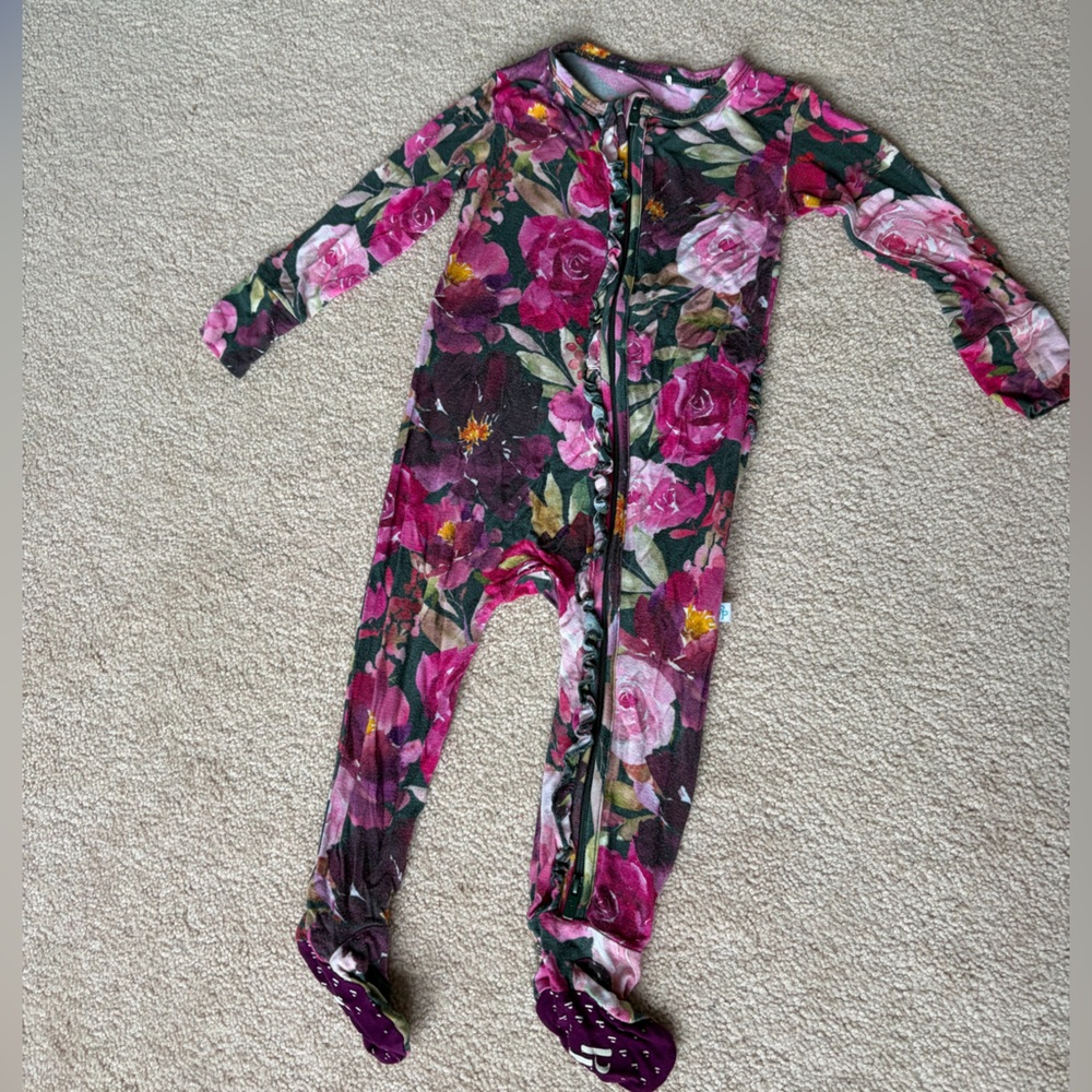 Posh Peanut 18m floral Footie Ruffled Zippered One Piece